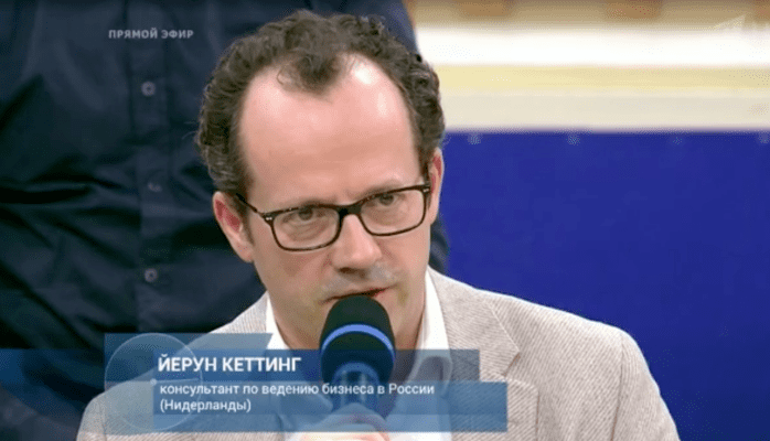 Jeroen Ketting TV show Vremya pokazhet with Jeroen Ketting on Channel One Russia