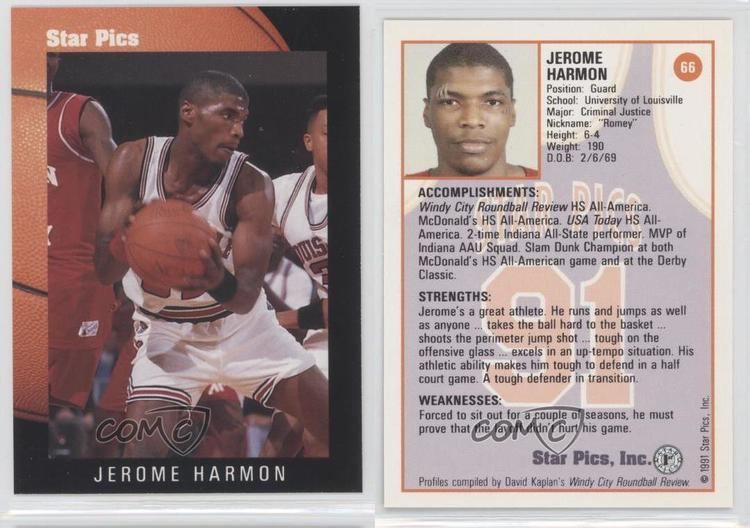 Jerome Harmon (basketball) 199192 Star Pics 66 Jerome Harmon Louisville Cardinals Rookie