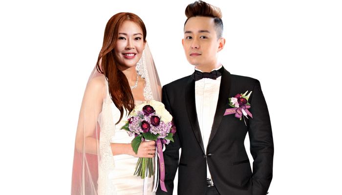 Jesseca Liu and Jeremy Chan in an edited wedding photo