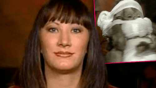 Jessica McClure and her photo when she was a baby after being rescued from the well
