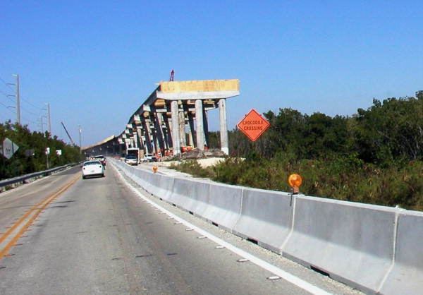 Jewfish Creek Bridge Florida Memory View showing piers for the Northbound side of the