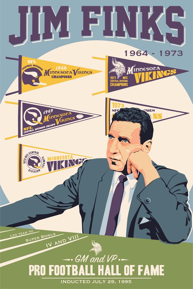 Jim Finks Jim Finks Vikings poster artwork for the US Bank Stadium Collection