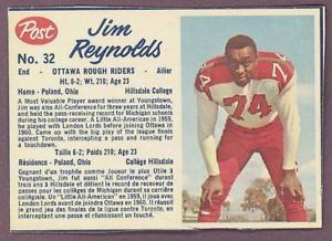 Jim Reynolds (Canadian football) 1962 POST CFL FOOTBALL 32 JIM REYNOLDS EX OTTAWA ROUGH RIDERS