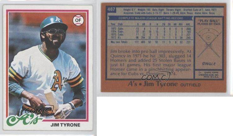 Jim Tyrone 1978 Topps 487 Jim Tyrone Oakland Athletics Baseball Card