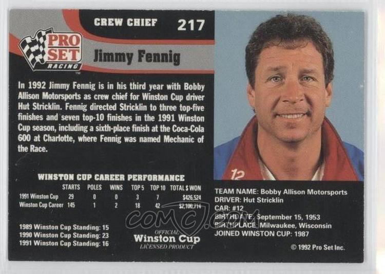 Jimmy Fennig 1992 Pro Set Winston Cup 217 Jimmy Fennig COMC Card