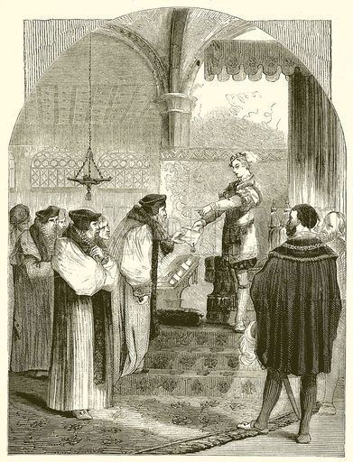 Joan Bocher Edward VI presenting the warrant for the execution of Joan Bocher
