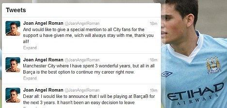 Joan Ángel Román Manchester City starlet Juan Angel Roman joins Barcelona Daily