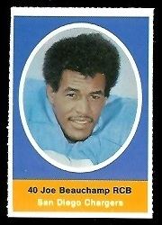 Joe Beauchamp wwwfootballcardgallerycom1972SunocoStamps573
