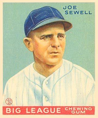 Joe Sewell 1933 Goudey Joe Sewell 165 Baseball Card Value Price Guide