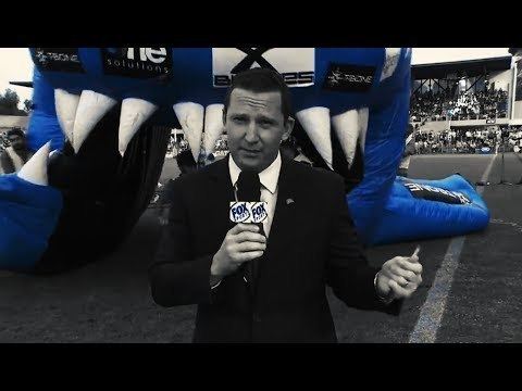 Joel Caine NRL 2014 Joel Caine meets inflatable Shark live on air