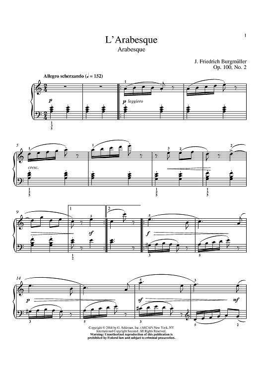 Johann Friedrich Franz Burgmüller Arabesque Op 100 No 2 Sheet Music For Piano and More