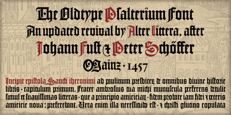 Johann Fust Alter Littera The Oldtype Psalterium Font