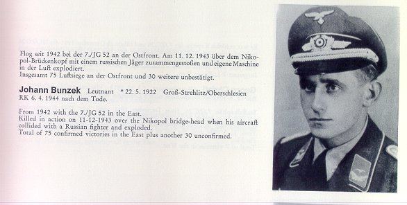 Johannes Bunzek Luftwaffe Ace Johannes Bunzek Logbook