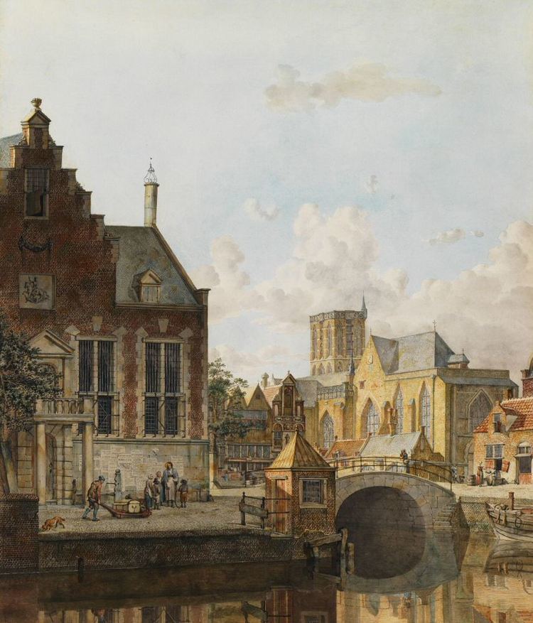 Johannes Huibert Prins Johannes Huibert Prins A Capriccio View of a Dutch Town with a