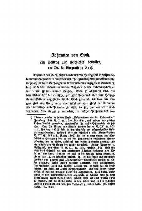 Johannes von Goch Johannes von Goch Annalen des Historischen Vereins fr den Niederrhein