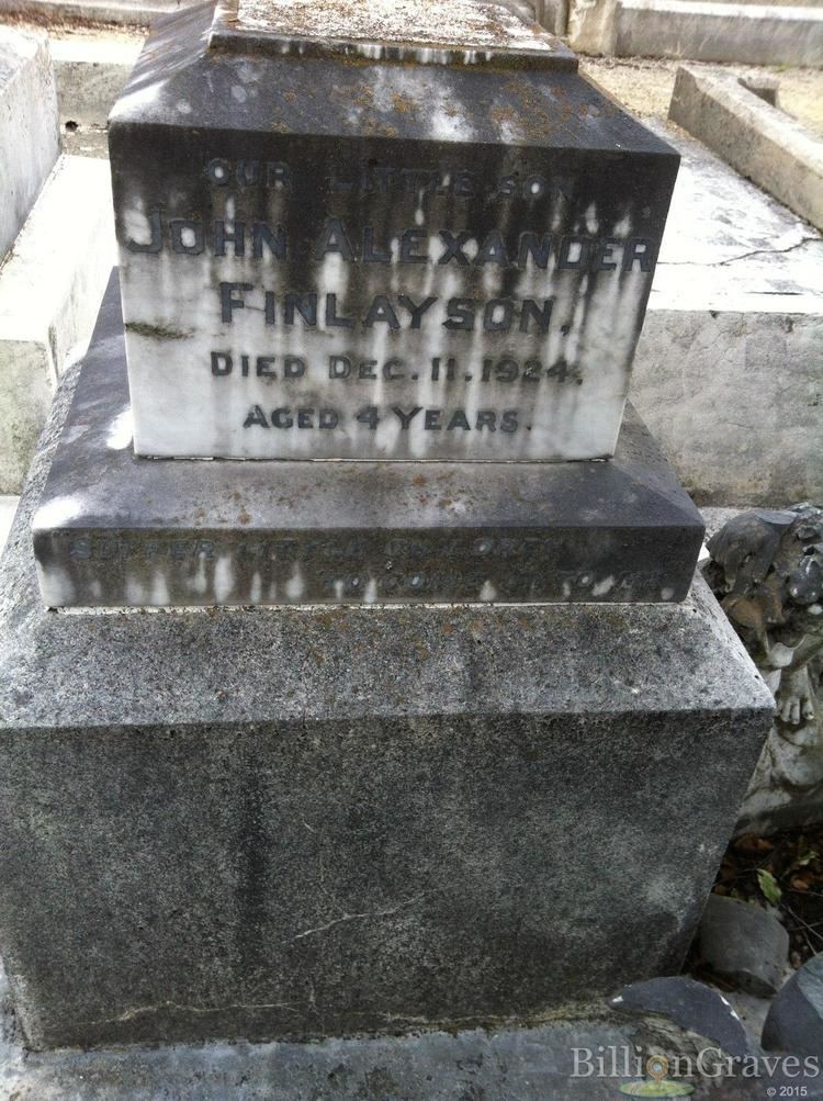 John Alexander Finlayson Grave Site of John Alexander Finlayson 19201924 BillionGraves