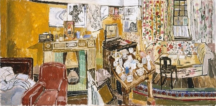 John Bratby Interior with fireplace and window at Greenwich 1957 by