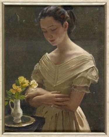 John Bulloch Girl with flowers by John Bulloch Souter on artnet