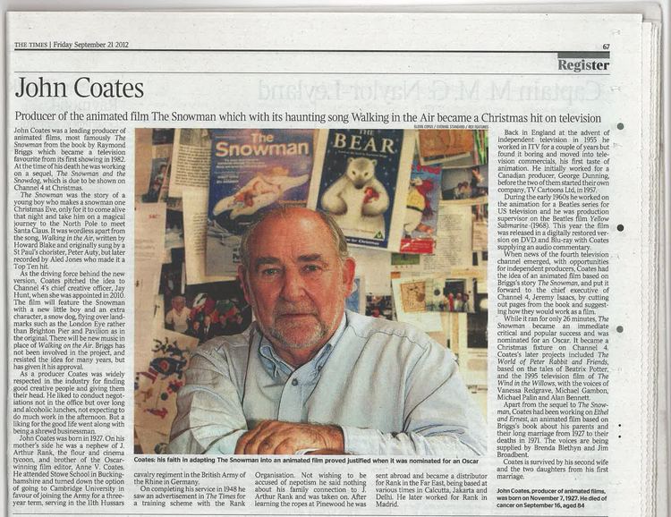 John Coates (producer) Producer John Coates dies aged 84 Ethelandernestmovies Blog
