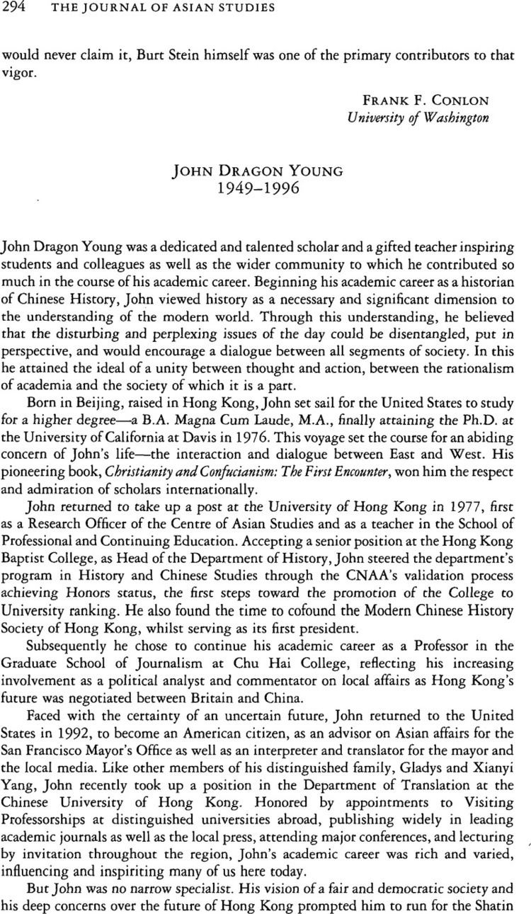 John Dragon Young John Dragon Young 19491996 Cambridge Core