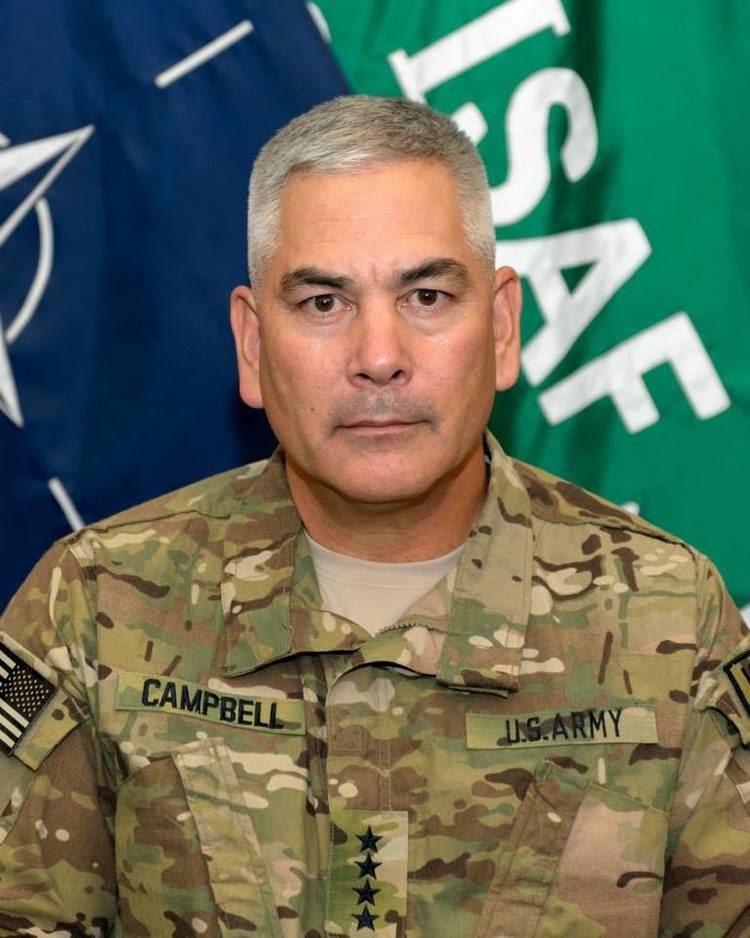 John F. Campbell in 2015, as Commander, Resolute Support Mission, wearing a combat uniform