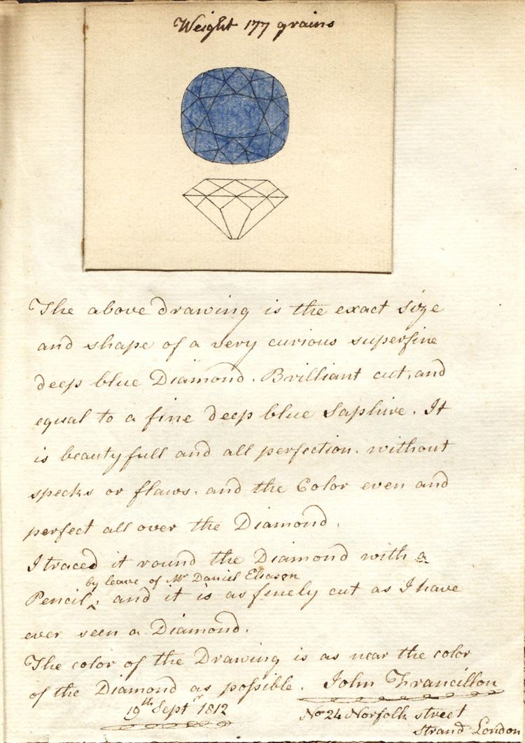 John Francillon Pigot Diamond Drawing by John Francillon Sep 19 1812 London