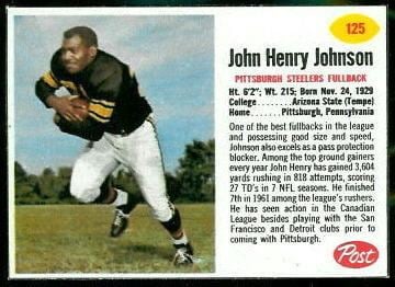 John Henry Johnson John Henry Johnson 1962 Post Cereal 125 Vintage Football Card