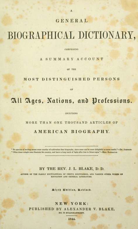 John Lauris Blake's General Biographical Dictionary