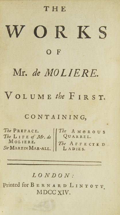 John Ozell The Works of Monsieur de Moliere Translated by John Ozell Molire