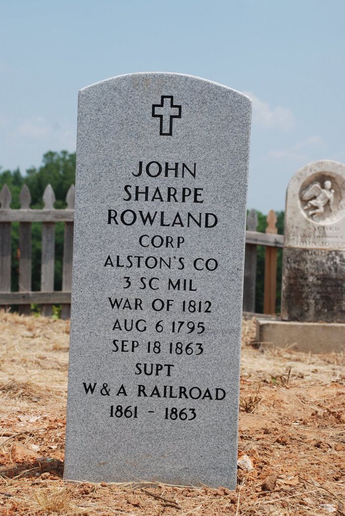 John Sharpe Rowland Maj John Sharpe Rowland 1795 1863 Find A Grave Memorial