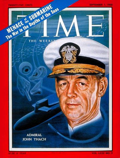 John Thach TIME Magazine Cover Rear Adm John Thach Sep 1 1958