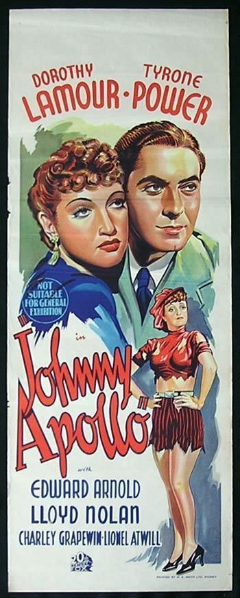 Johnny Apollo (film) JOHNNY APOLLO 1940 Tyrone Power Dorothy Lamour RARE poster