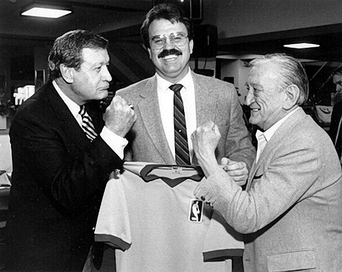 Johnny Most Lakers vs Celtics Pictures Announcers Chick Hearn and Johnny Most