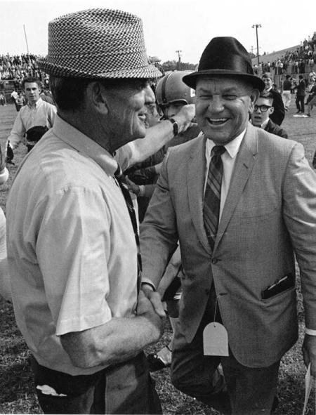 Johnny Vaught Alabama coach Bear Bryant and Ole Miss coach Johnny Vaught meeting