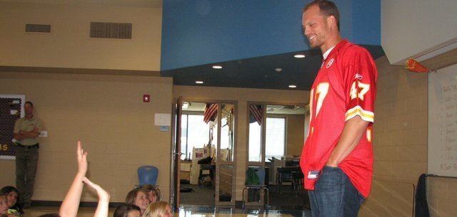 Jon McGraw KC Chief McGraw visits cousin39s classmates at Basehor