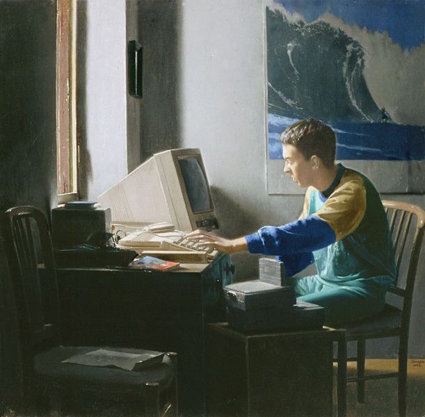 Jonathan Janson (painter) Young in front of a Computer Screen by Jonathan Janson