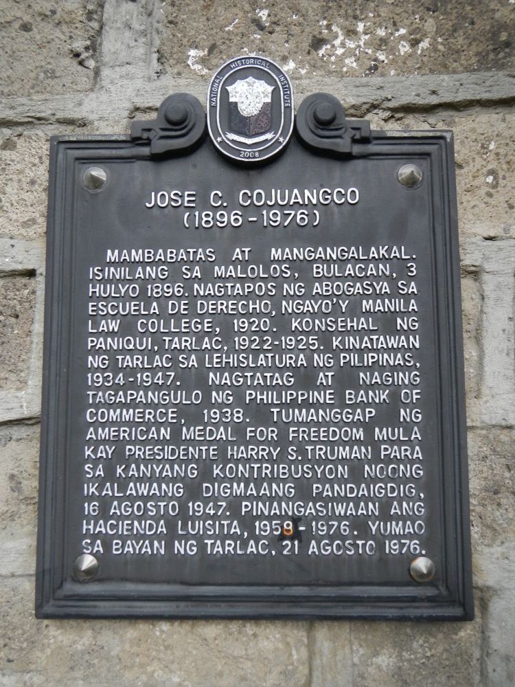 José Cojuangco FileJose Cojuangco historical marker at his house in Malolos