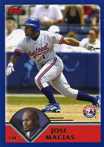 José Macías 2003 Topps Baseball 524 Jose Macias Montreal Expos Baseball Cards