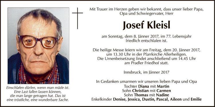 Josef Kleisl Traueranzeige von Josef Kleisl vom 11012017