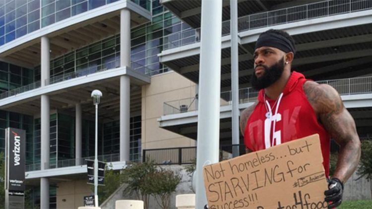 Joseph Anderson (American football) Former NFL WR takes to streets with sign begging for job