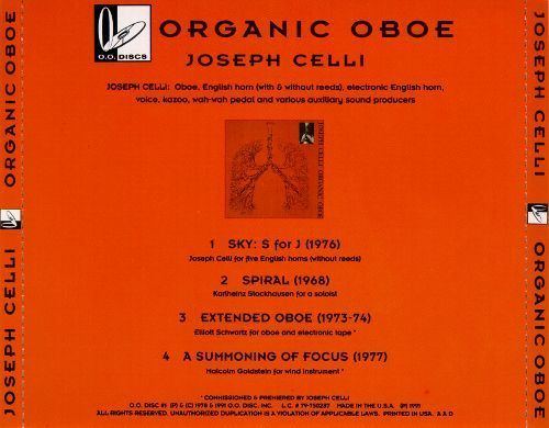 Joseph Celli Organic Oboe Joseph Celli Songs Reviews Credits AllMusic