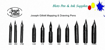 Joseph Gillott blotspens Gillott Drawing Pens Mapping pens