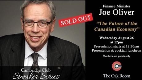 Joseph Oliver (politician) Joe Oliver cancels speech at menonly club in wake of