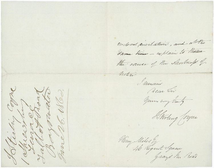 Joseph Stirling Coyne 1860 Written Letter Playwright JOSEPH STIRLING COYNE