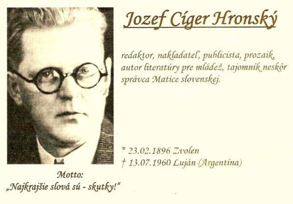 Jozef Cíger-Hronský Jozef Cger Hronsk Nrodn osvetov centrum