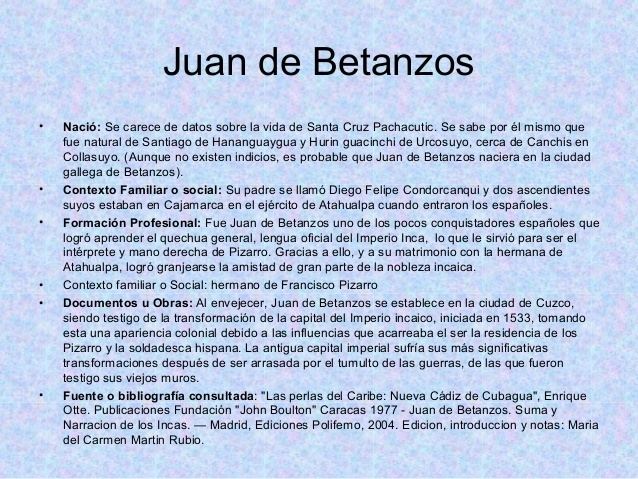 Juan de Betanzos Cronistas castro perez