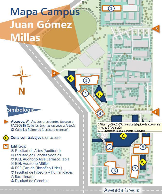 Juan Gómez Millas Mapa del Campus Juan Gmez Millas para estudiantes pregrado FACSO