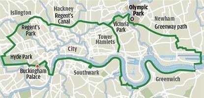 Jubilee Greenway Cycle to the Games from the Palace on 8m Jubilee route London