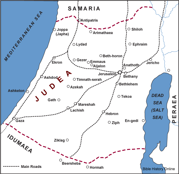 Judea Map of Judea and Southern Israel Bible History Online