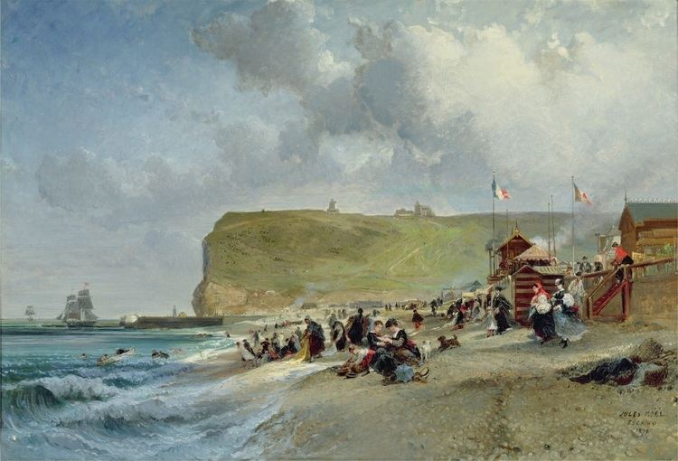 Jules Achille Noël FileJules Achille Nol Crinolines sur la plage Fecamp 1871jpg